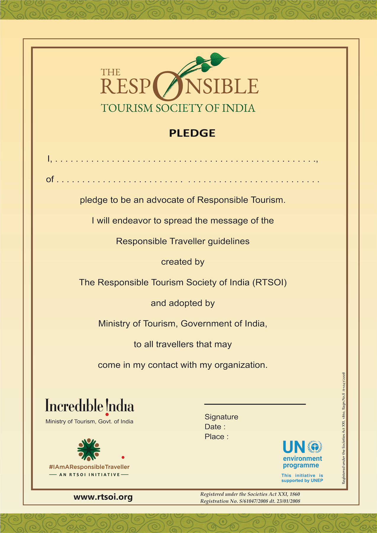 responsible tourism pledge